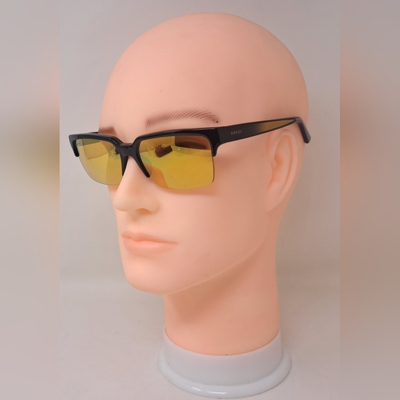 Gucci Men's Sunglasses Half Rim Wayfarer Yellow Gold Mirror GG3710/S 54-16-140 - Picture 8 of 16